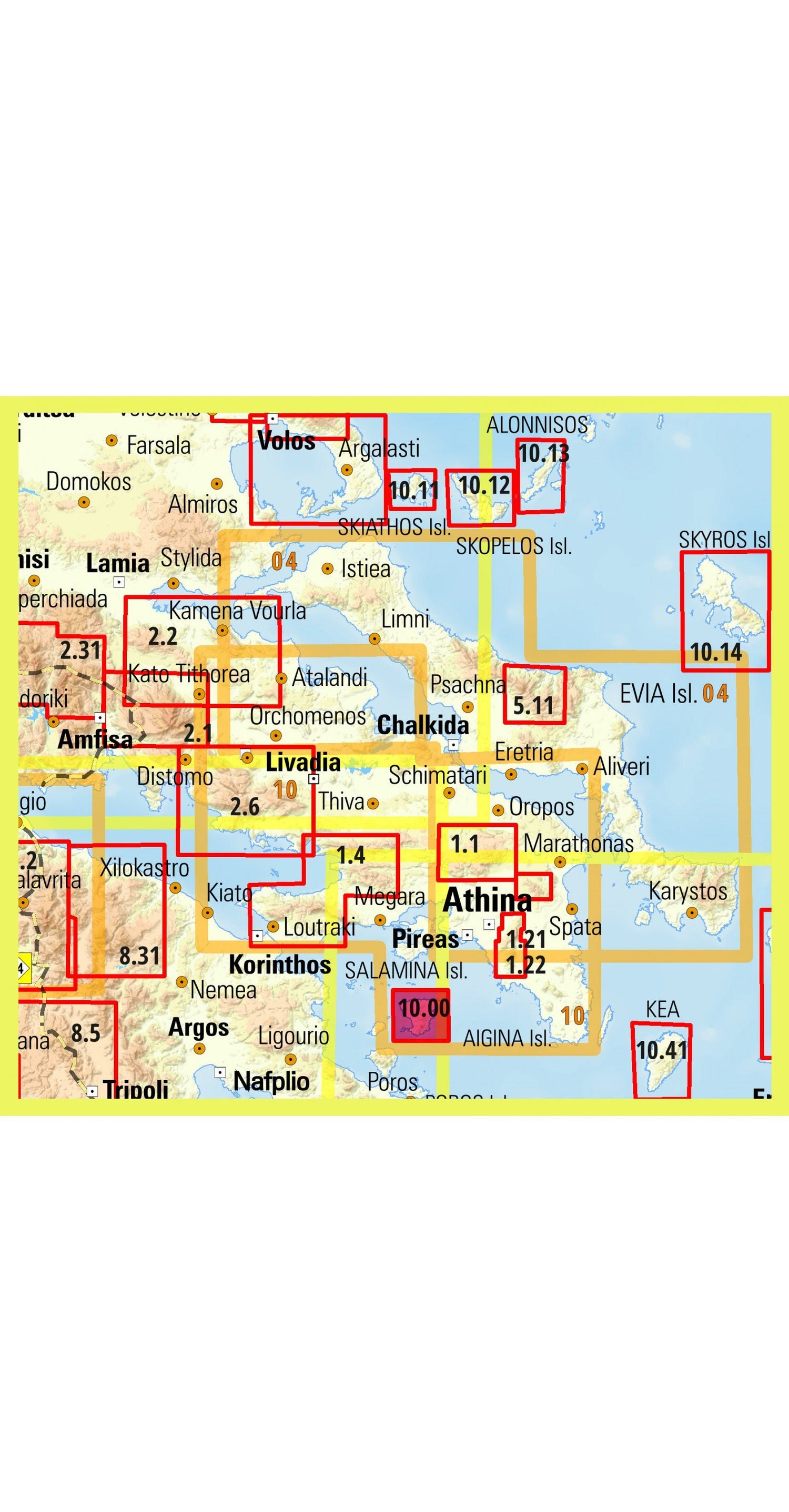 Carte de randonnée n° 10.00 - île de Aigina (Égine) | Anavasi carte de randonnée Anavasi
