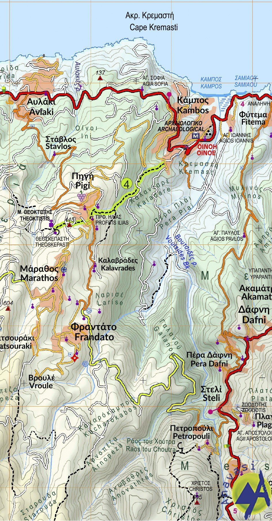 Carte de randonnée n° 10.51 - île d'Ikaria | Anavasi carte de randonnée Anavasi