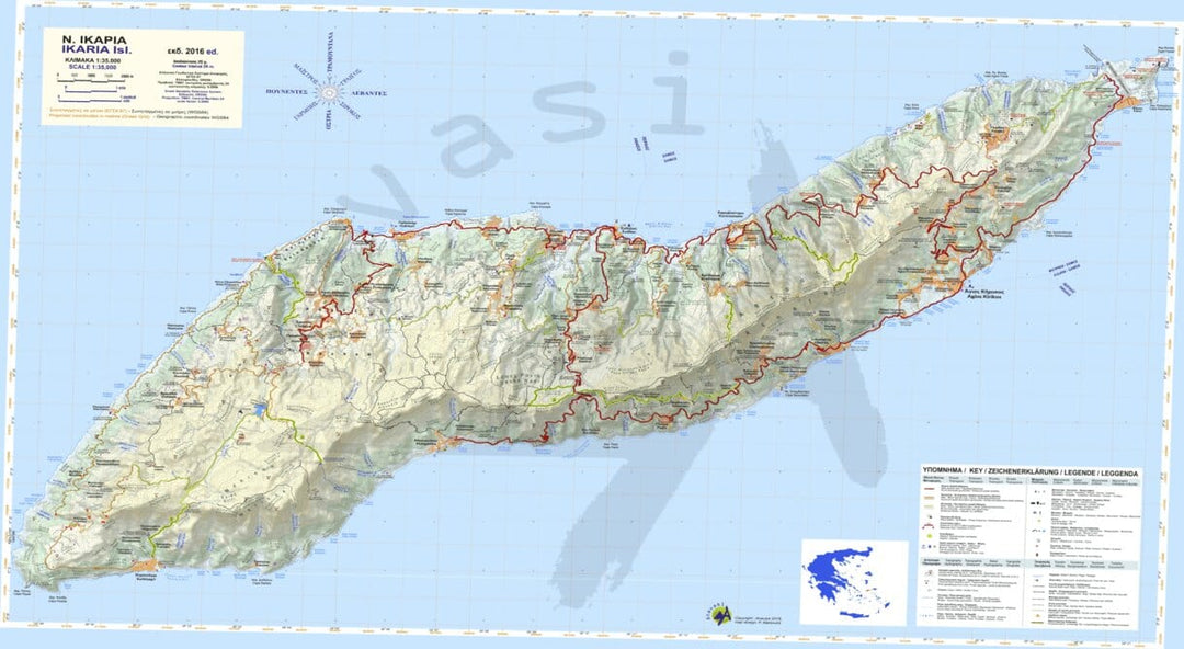 Carte de randonnée - île de Ikaria | Anavasi carte pliée Anavasi 