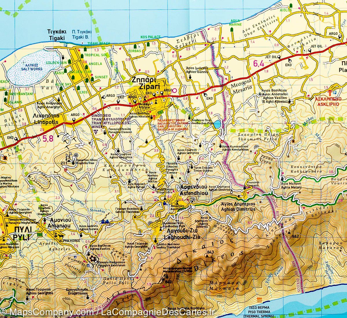 Carte de randonnée - Ile de Kos (Grèce) | Terrain Cartography carte de randonnée Terrain Cartography