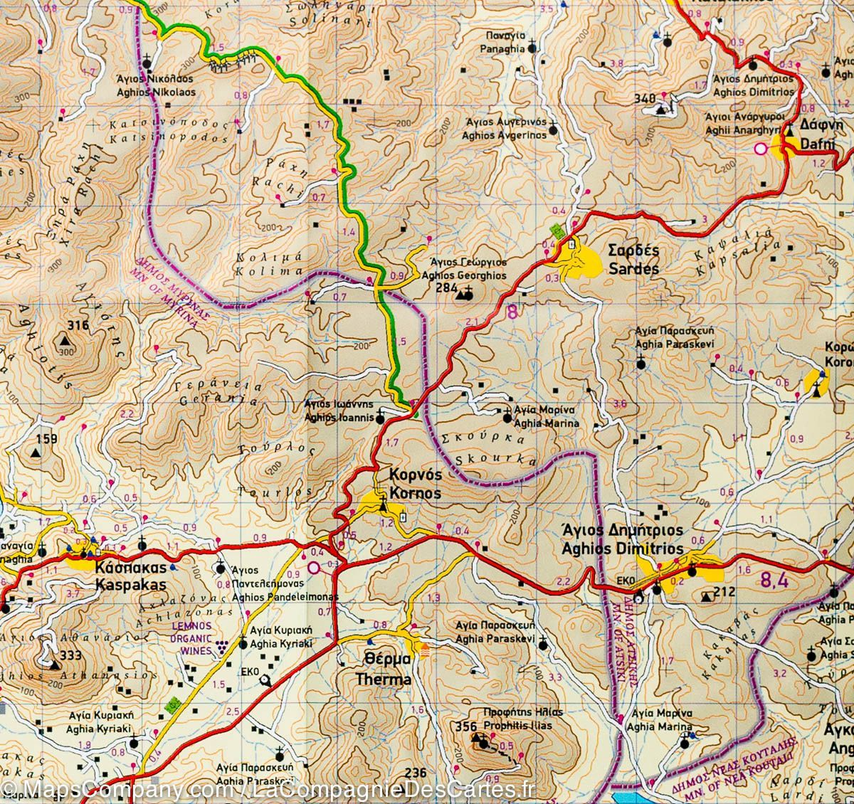 Carte de randonnée - Ile de Lemnos (Grèce) | Terrain Cartography carte de randonnée Terrain Cartography