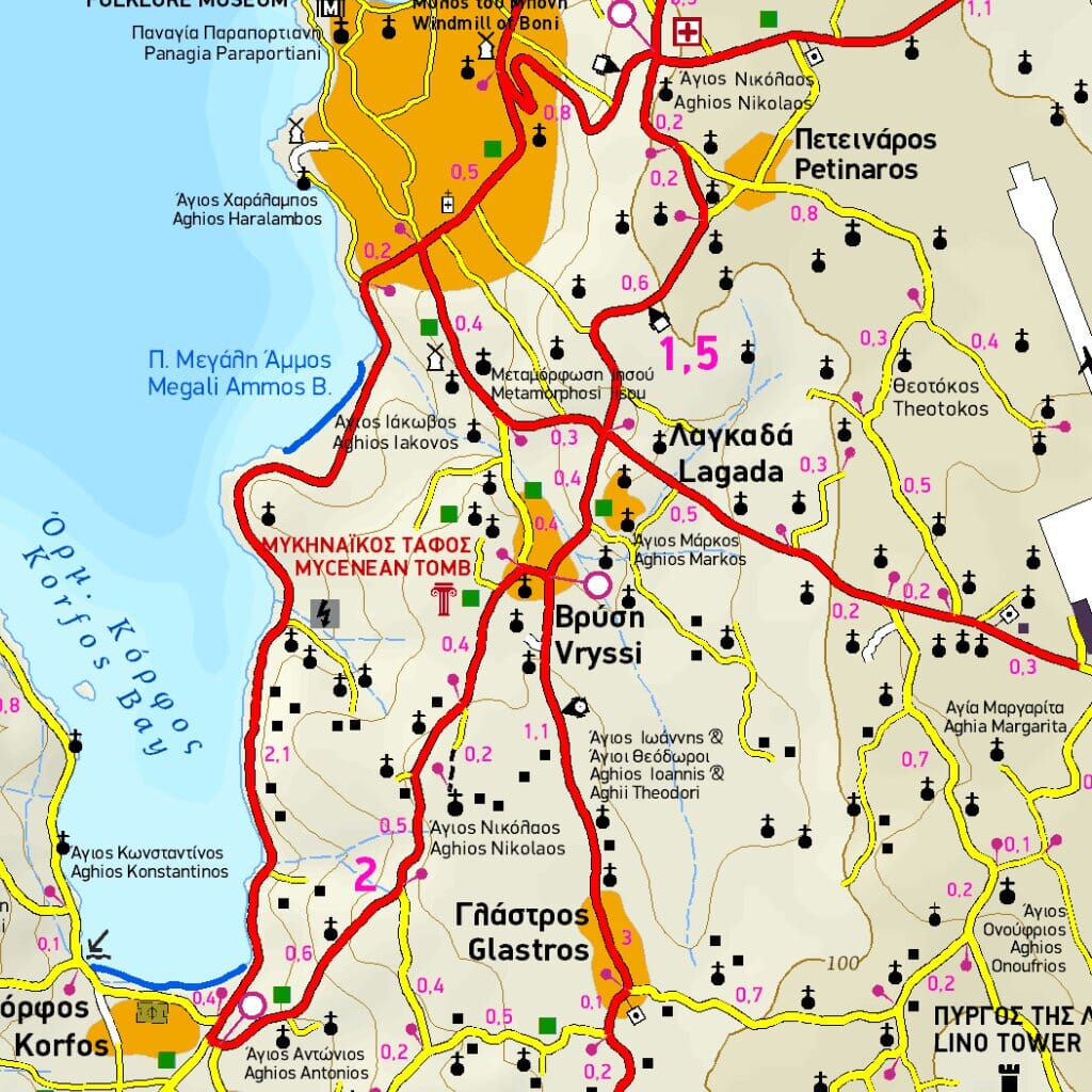 Carte de randonnée - Ile de Mykonos, Delos, Rinia (Grèce) | Terrain Cartography carte de randonnée Terrain Cartography