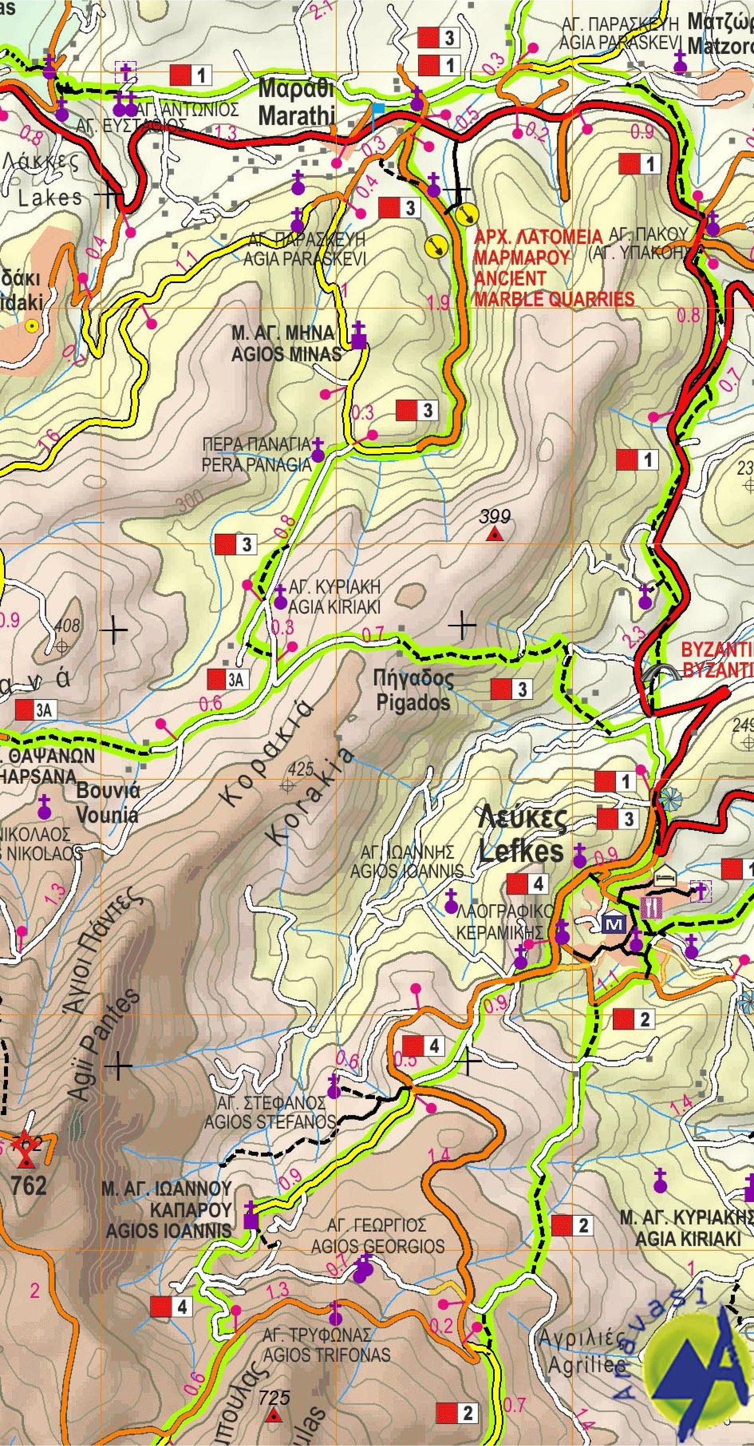 Carte de randonnée n° 10.23 - Paros & Antiparos | Anavasi carte de randonnée Anavasi