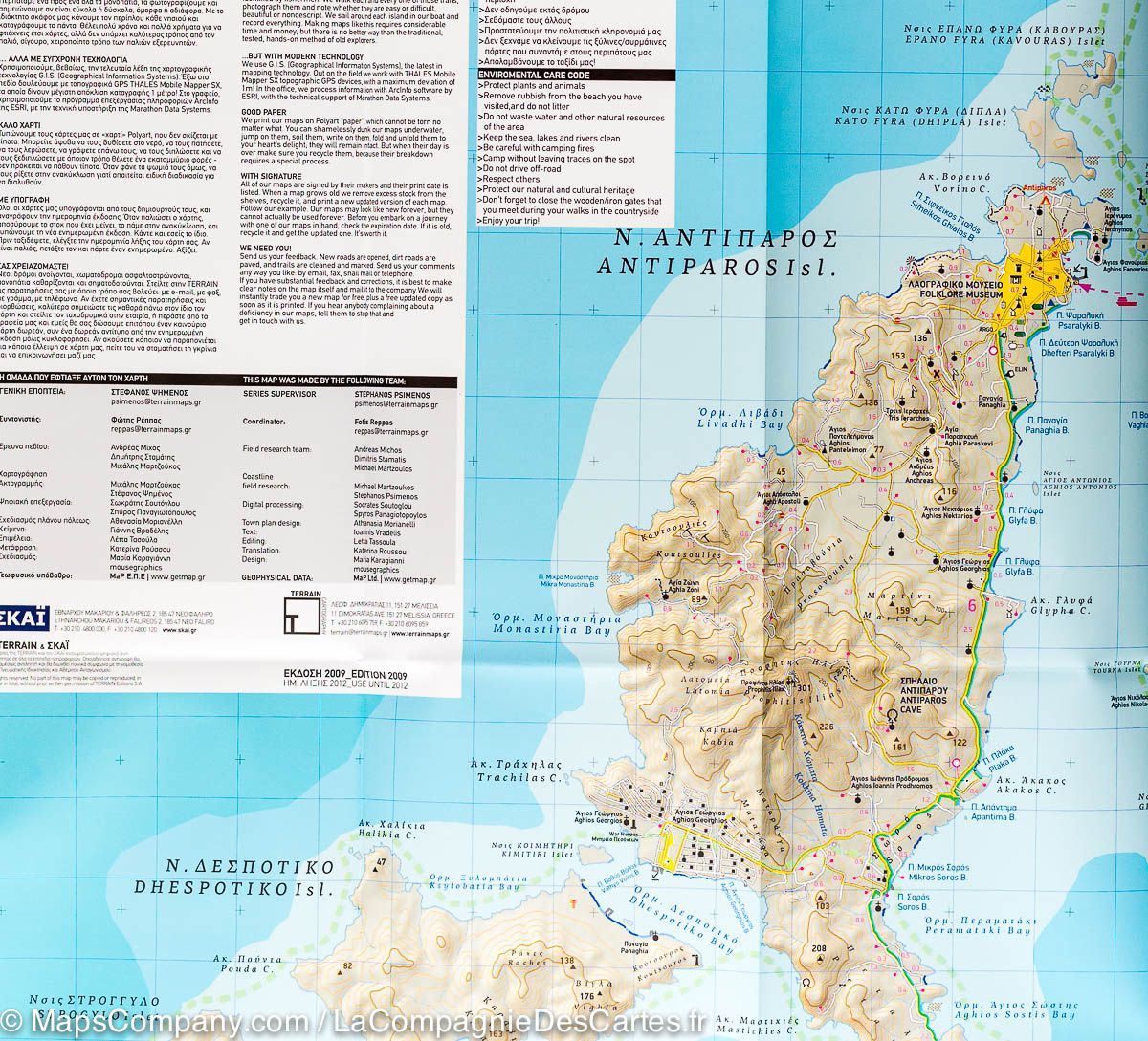 Carte de randonnée - Paros & Antiparos (Grèce), n° 310 | Terrain Cartography carte de randonnée Terrain Cartography