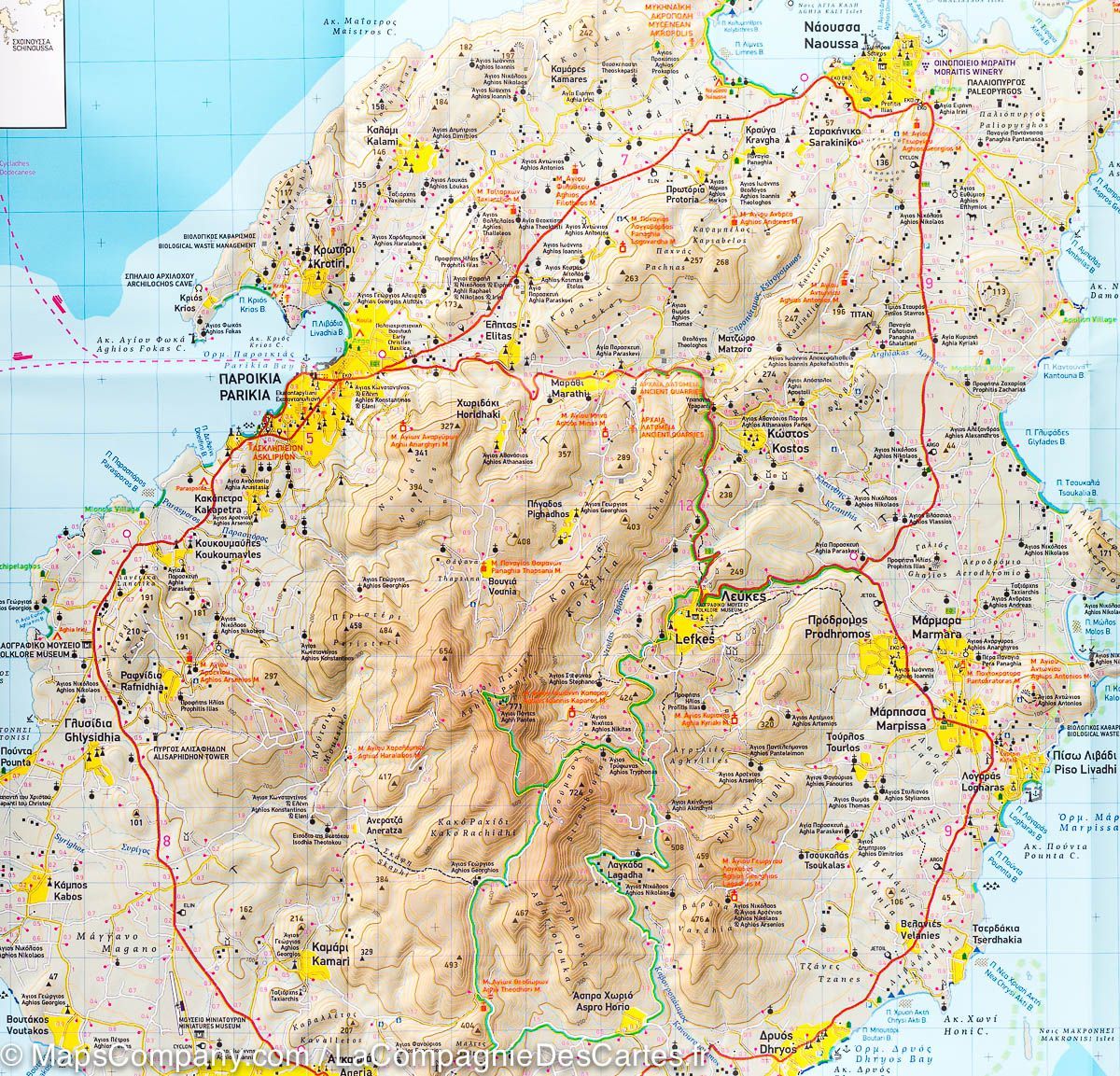 Carte de randonnée - Paros & Antiparos (Grèce), n° 310 | Terrain Cartography carte de randonnée Terrain Cartography
