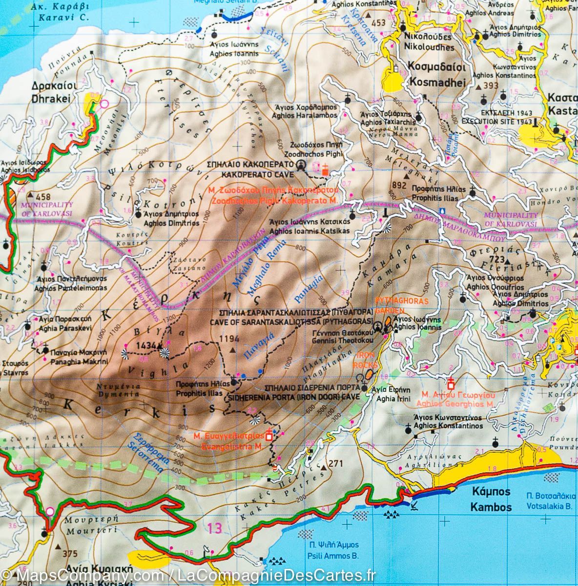 Carte de randonnée - Ile de Samos (Grèce) | Terrain Cartography carte de randonnée Terrain Cartography
