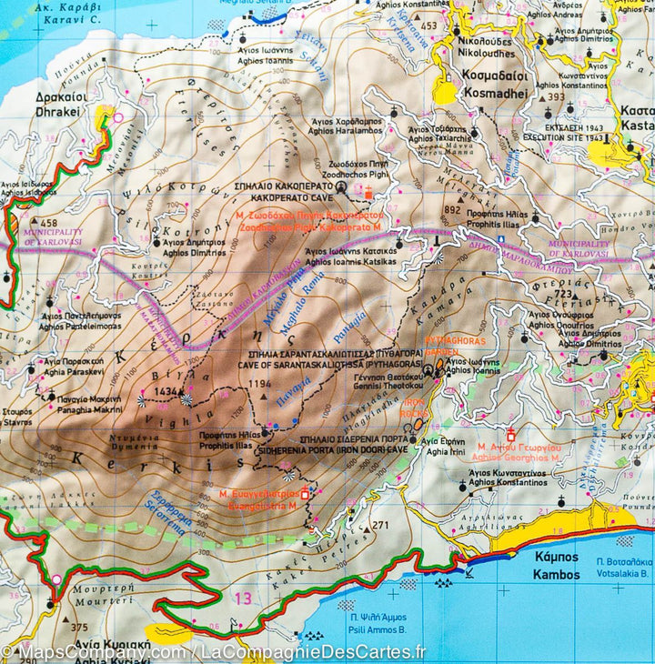Carte de randonnée - Ile de Samos (Grèce) | Terrain Cartography carte pliée Terrain Cartography 