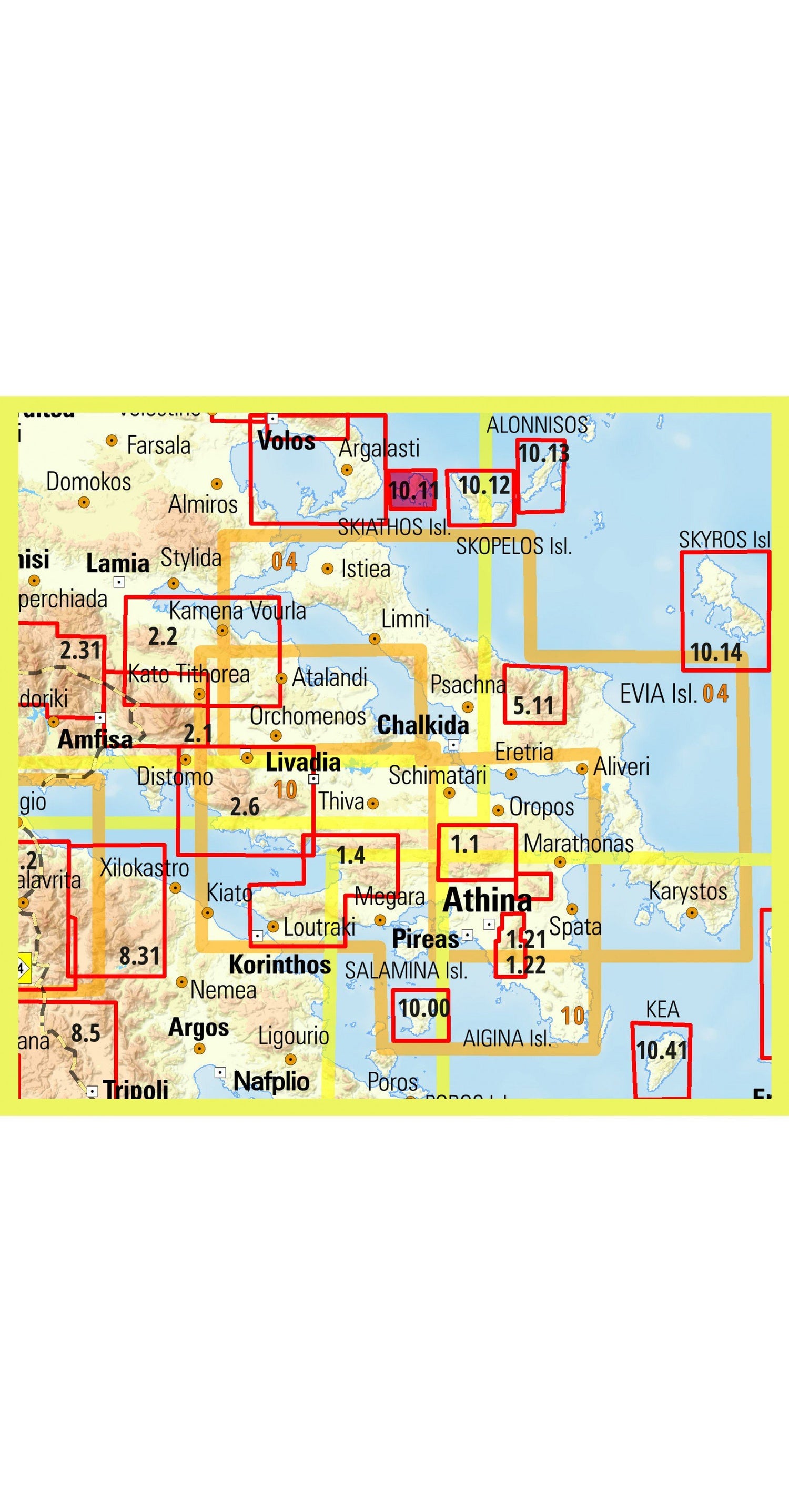 Carte de randonnée n° 10.11 - île de Skiathos | Anavasi carte de randonnée Anavasi