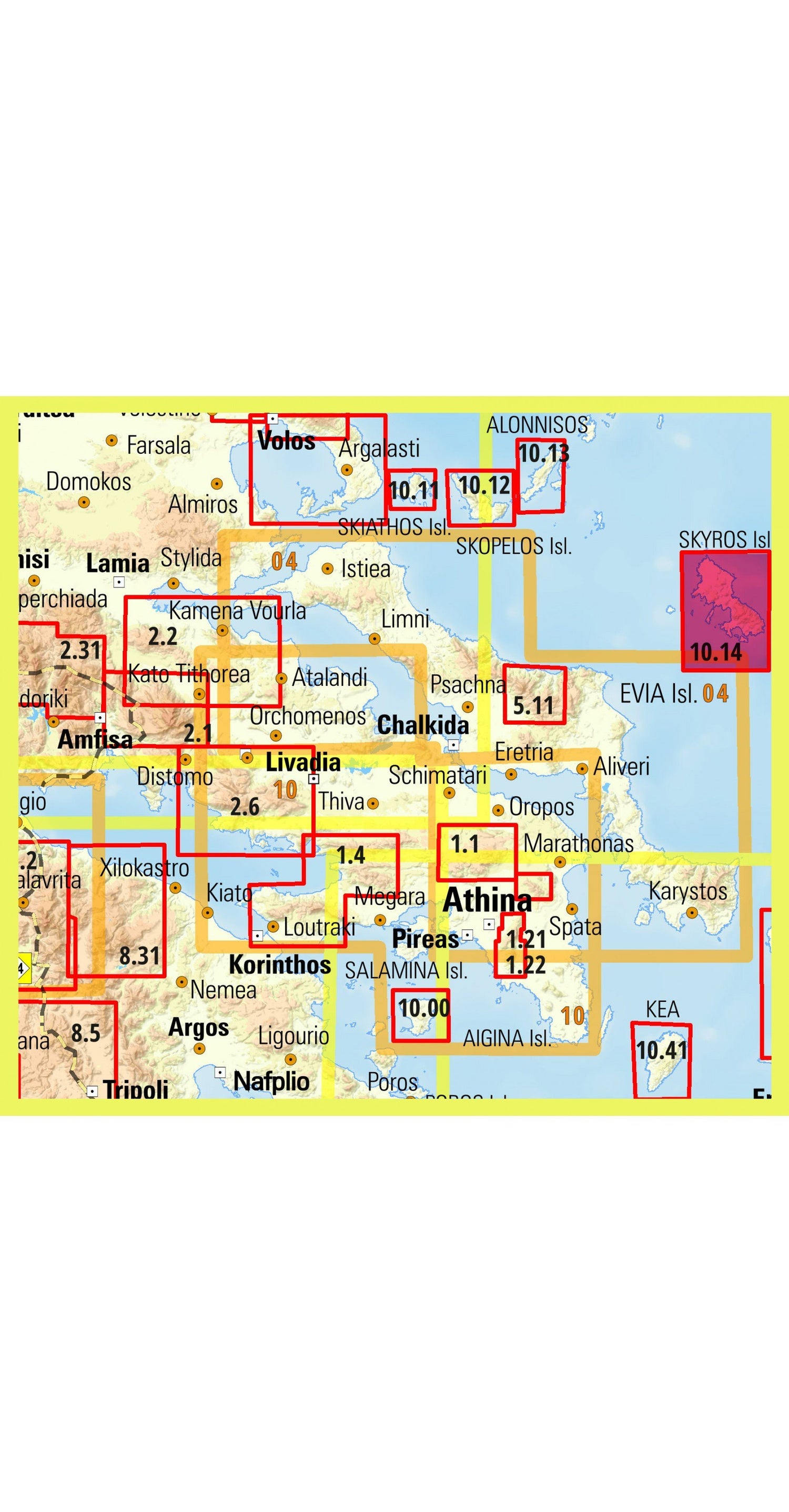 Carte de randonnée n° 10.14 - île de Skyros | Anavasi carte de randonnée Anavasi