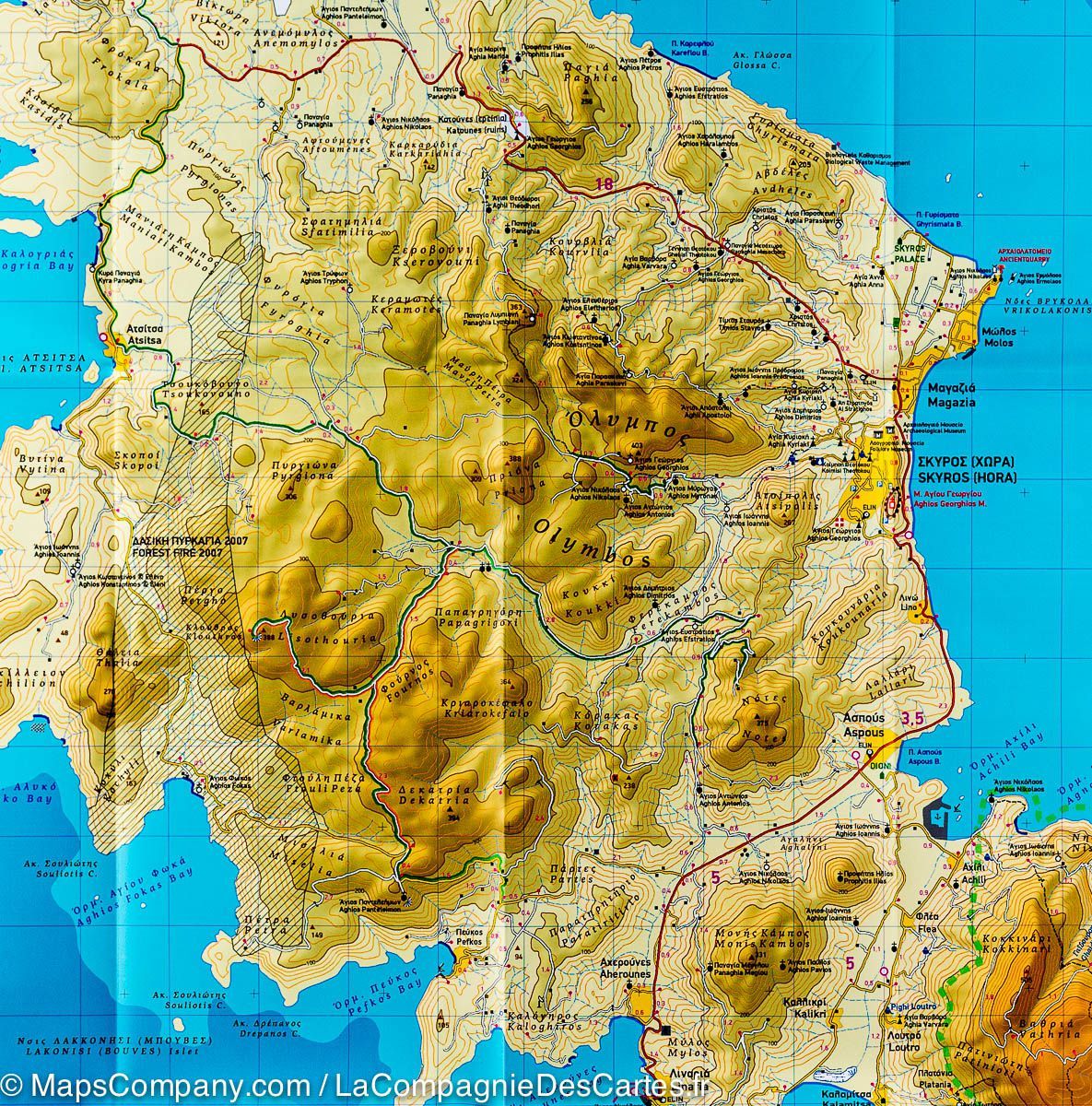 Carte de randonnée - Ile de Skyros (Grèce) | Terrain Cartography carte de randonnée Terrain Cartography