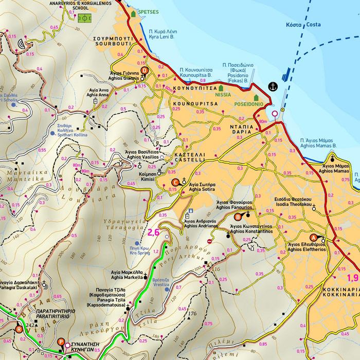 Carte de randonnée - Ile de Spetses (Grèce) | Terrain Cartography carte de randonnée Terrain Cartography