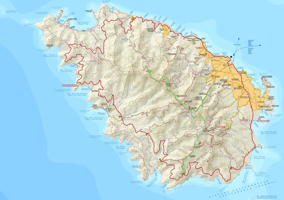 Carte de randonnée - Ile de Spetses (Grèce) | Terrain Cartography carte de randonnée Terrain Cartography