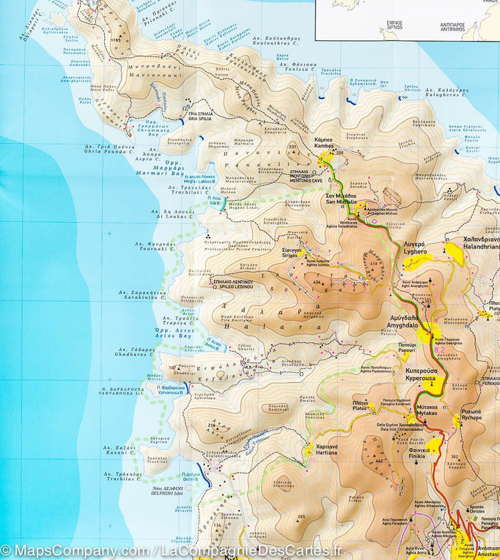 Carte de randonnée - Ile de Syros (Grèce) | Terrain Cartography carte pliée Terrain Cartography 