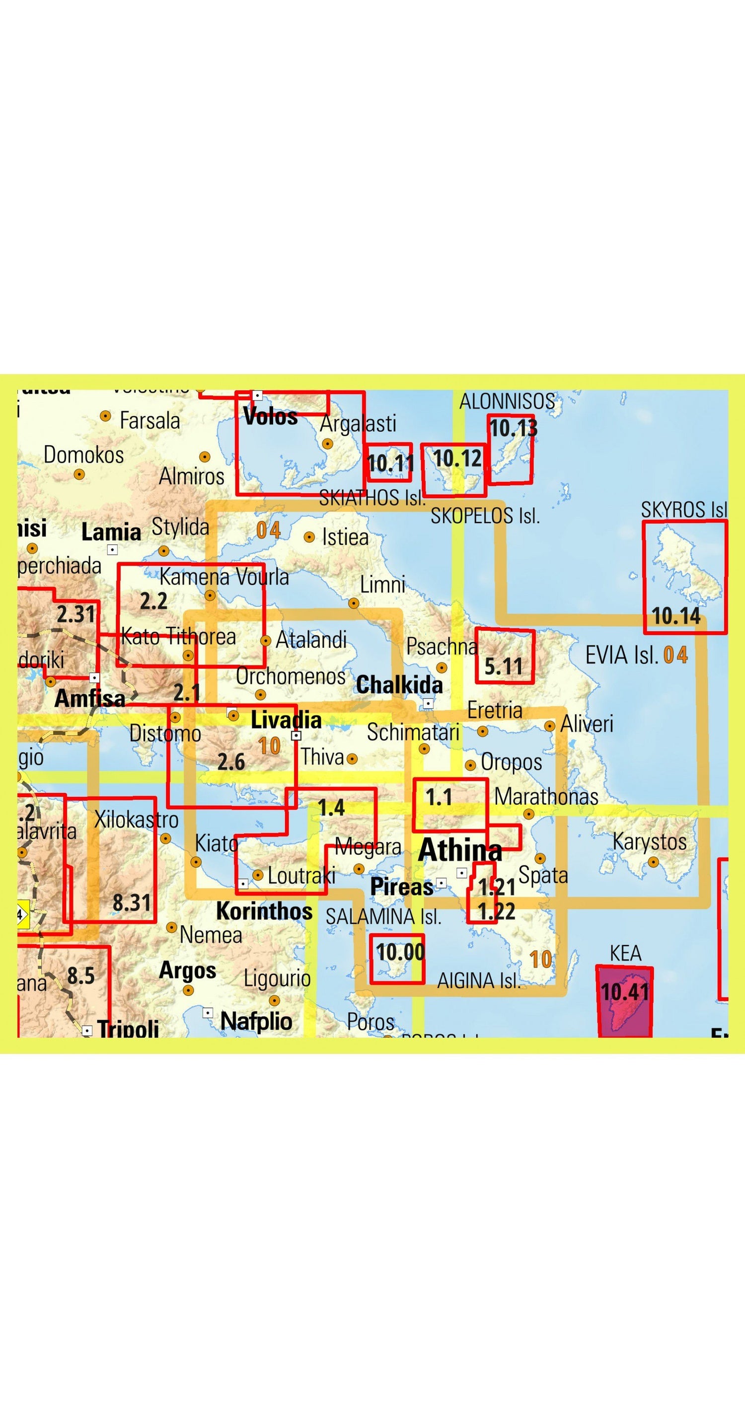 Carte de randonnée n° 10.41 - île de Tzia (Kea) | Anavasi carte de randonnée Anavasi