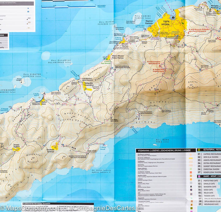 Carte de randonnée - Ile d'Hydra (Grèce) | Terrain Cartography carte pliée Terrain Cartography 