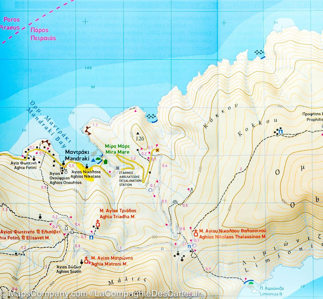 Carte de randonnée - Ile d'Hydra (Grèce) | Terrain Cartography carte pliée Terrain Cartography 