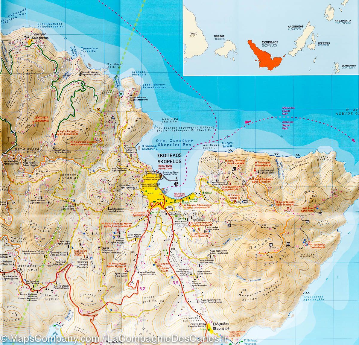 Carte de randonnée - Ile de Skopelos (Grèce) | Terrain Cartography carte de randonnée Terrain Cartography