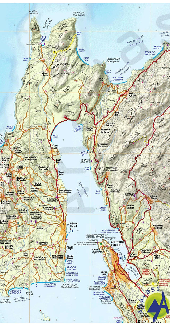 Carte de randonnée - îles de Céphalonie & Ithaque | Anavasi carte pliée Anavasi 