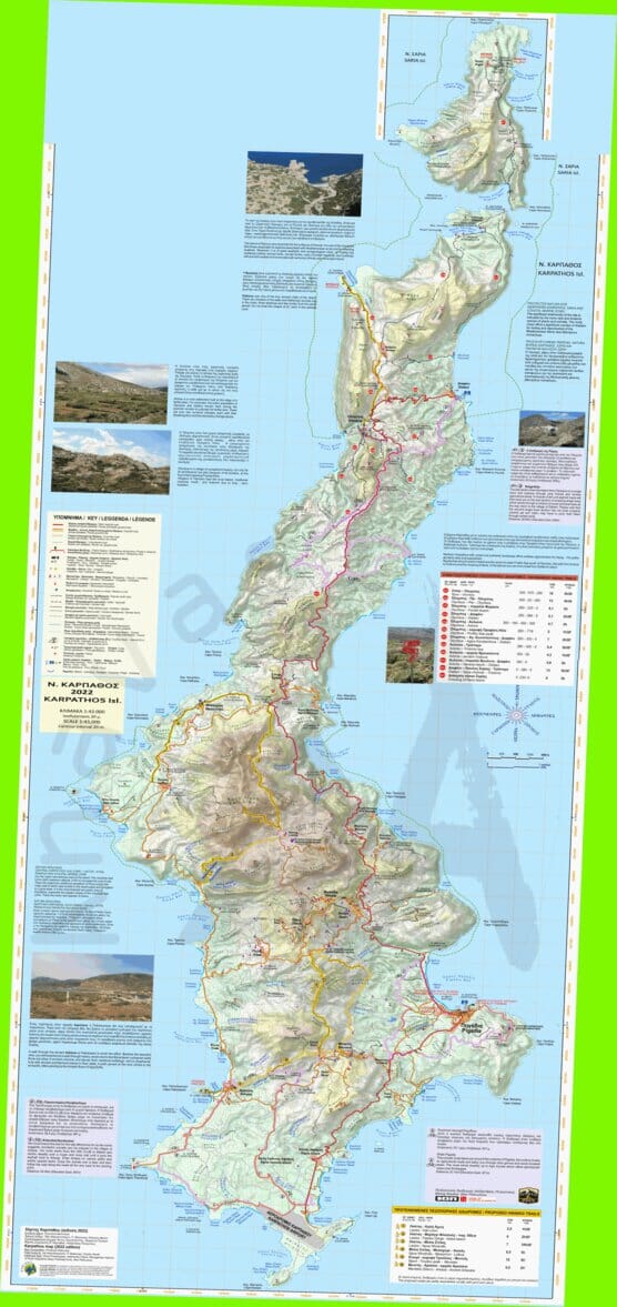 Carte de randonnée - îles de Karpathos & Saria | Anavasi carte pliée Anavasi 