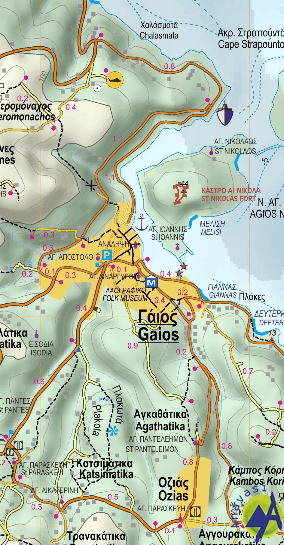 Carte de randonnée n° 9.2 - îles de Paxos & Antipaxos | Anavasi carte de randonnée Anavasi