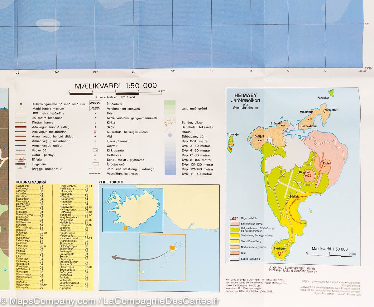 Carte de randonnée - Iles Vestmann (Islande) | Ferdakort carte de randonnée Ferdakort