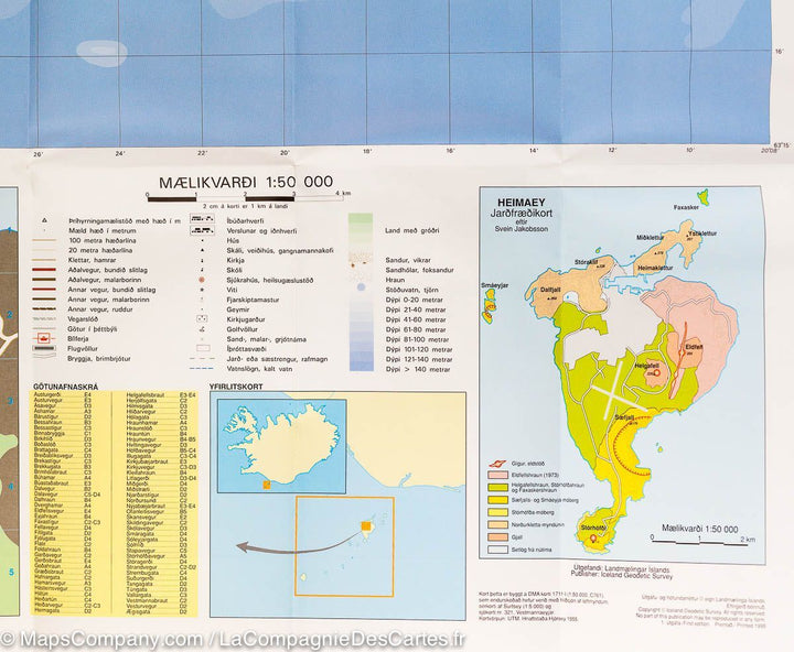 Carte de randonnée des Iles Vestmann (Islande) | Ferdakort - La Compagnie des Cartes