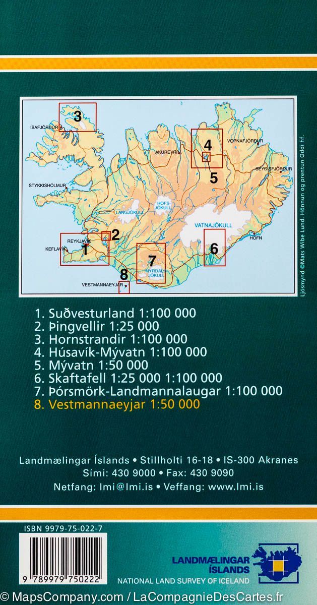 Carte de randonnée - Iles Vestmann (Islande) | Ferdakort carte de randonnée Ferdakort
