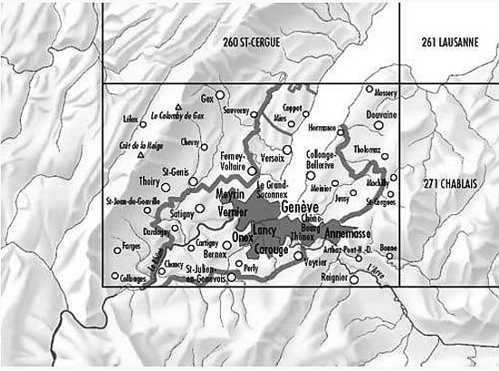 Carte de randonnée imperméable n° 270T - Genève (Suisse) | Swisstopo - Excursions au 1/50 000 carte de randonnée Swisstopo