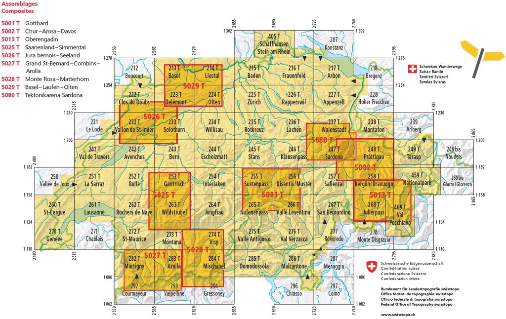 Carte de randonnée imperméable n° 277T - Roveredo (Suisse) | Swisstopo - Excursions au 1/50 000 carte de randonnée Swisstopo