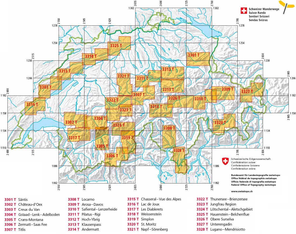 Carte de randonnée imperméable n° 3314T - Andermatt (Suisse) | Swisstopo - 1/33 333 carte de randonnée Swisstopo