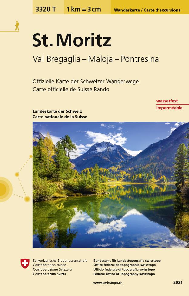 Carte de randonnée imperméable n° 3320T - St. Moritz (Suisse) | Swisstopo - 1/33 333 carte de randonnée Swisstopo