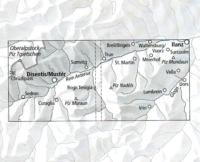 Carte de randonnée imperméable n° 3326T - Obere Surselva (Suisse) | Swisstopo - 1/33 333 carte de randonnée Swisstopo