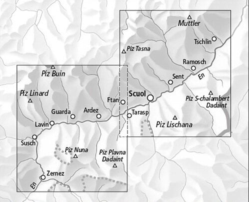 Carte de randonnée imperméable n° 3327T - Unterengadin (Suisse) | Swisstopo - 1/33 333 carte de randonnée Swisstopo