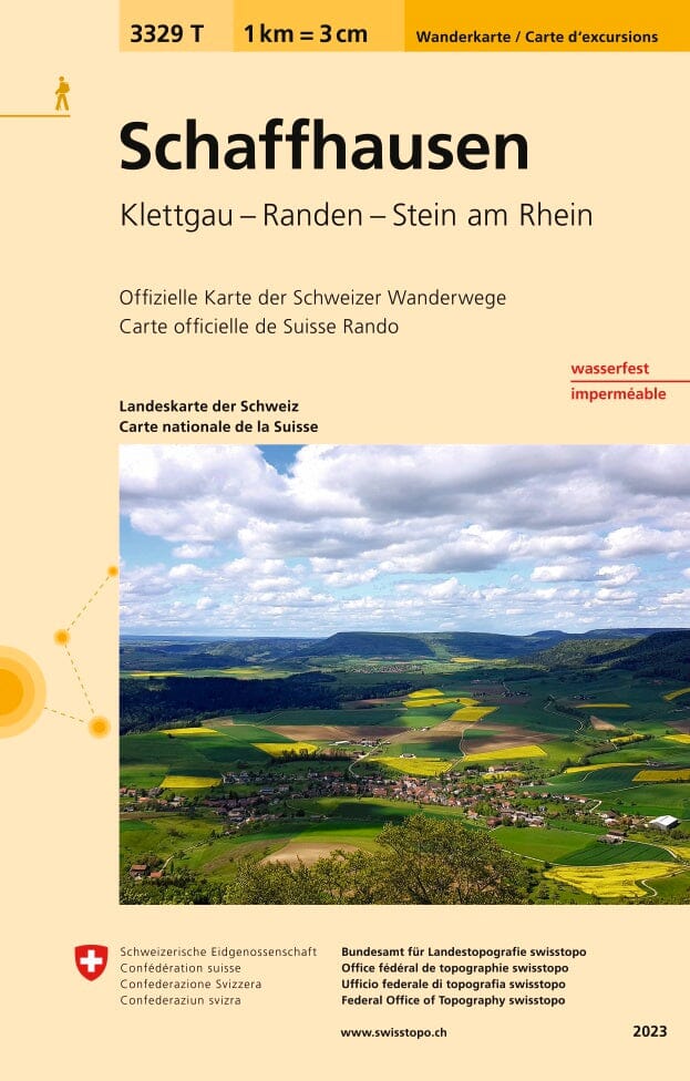 Carte de randonnée imperméable n° 3329T - Schaffhausen (Suisse) | Swisstopo - 1/33 333 carte de randonnée Swisstopo