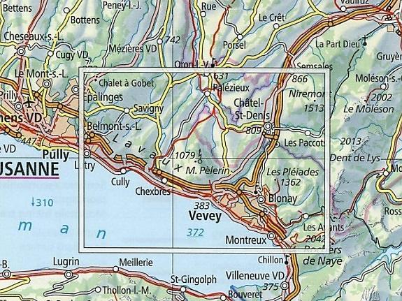 Carte de randonnée imperméable n° 3380T - Lavaux, Lutry, Vevey, Châtel-St-Denis (Suisse) | Swisstopo - 1/33 333 carte de randonnée Swisstopo