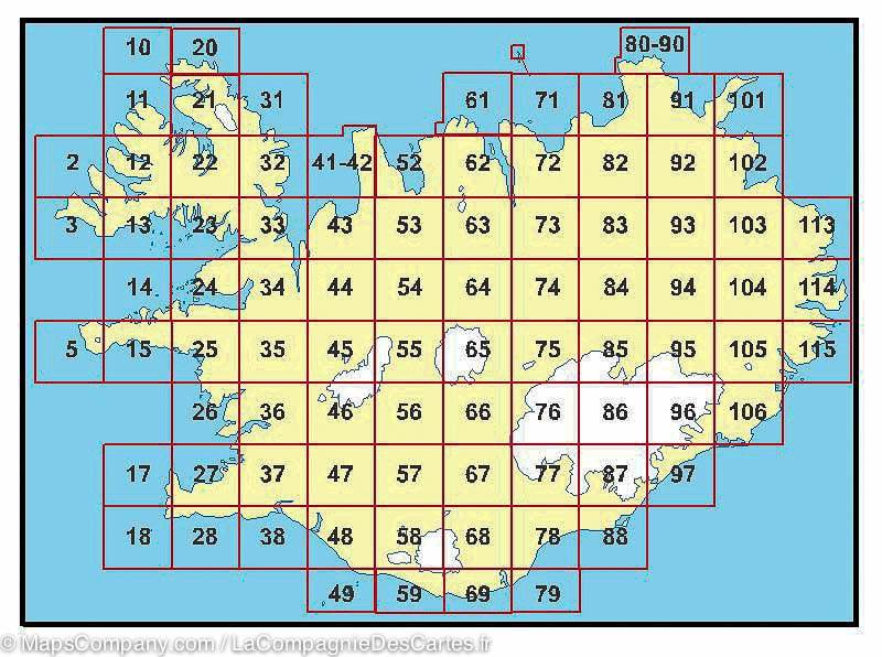 Carte de randonnée Islande - Jokuldalsheidi 94 | Ferdakort - atlaskort carte de randonnée Ferdakort