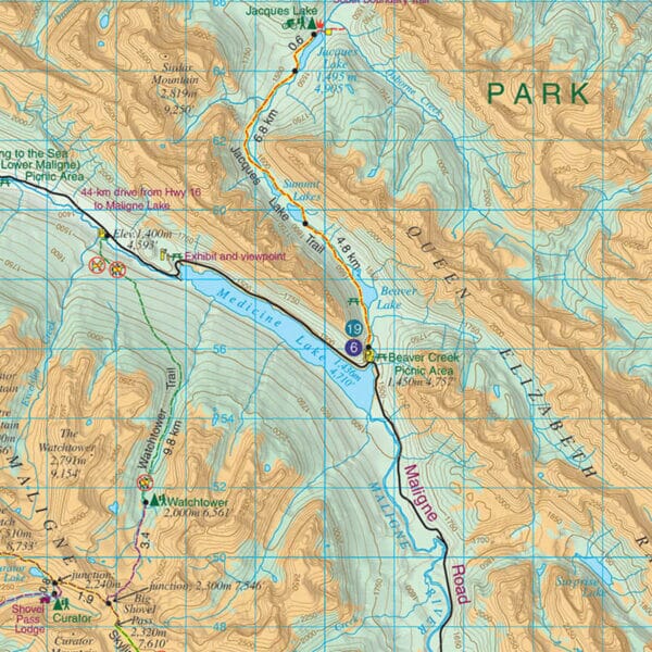 Carte de randonnée - Jasper & Maligne Lake (Alberta) | Gem Trek carte pliée Gem Trek Publishing 