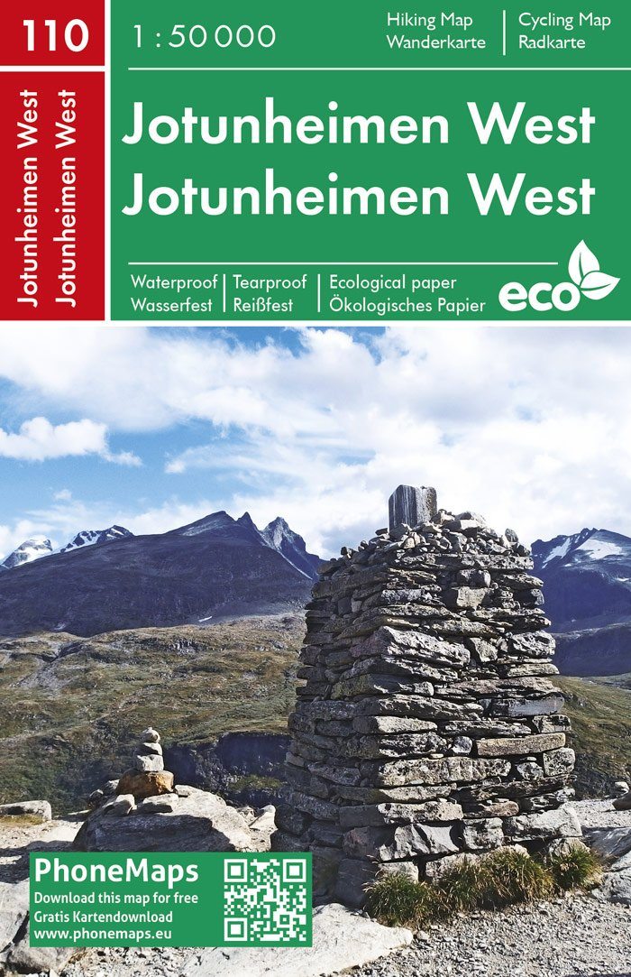 Carte de randonnée - Jotunheimen ouest (Norvège), n° 110 | PhoneMaps carte pliée PhoneMaps 