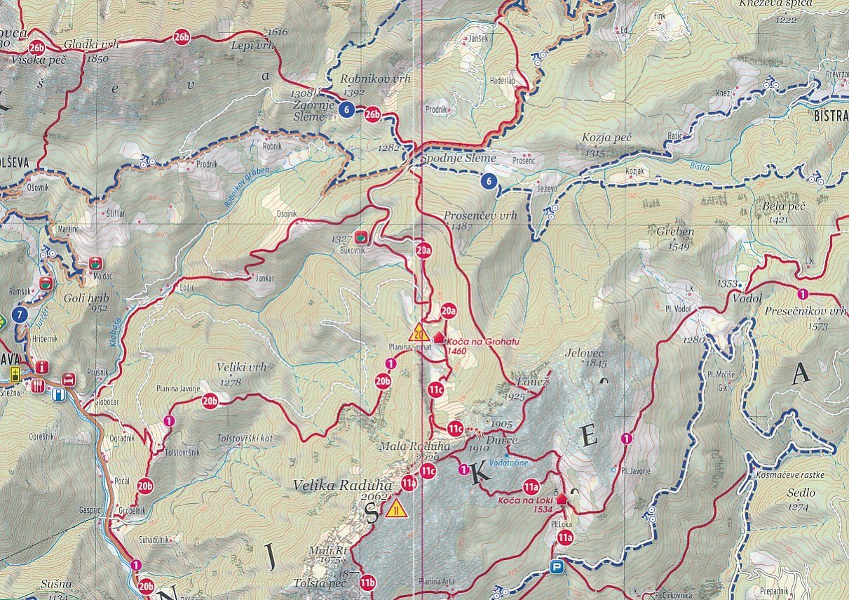 Carte de randonnée - Kamnik, Savinja Alpes (Slovénie) | Kartografija carte de randonnée Kartografija