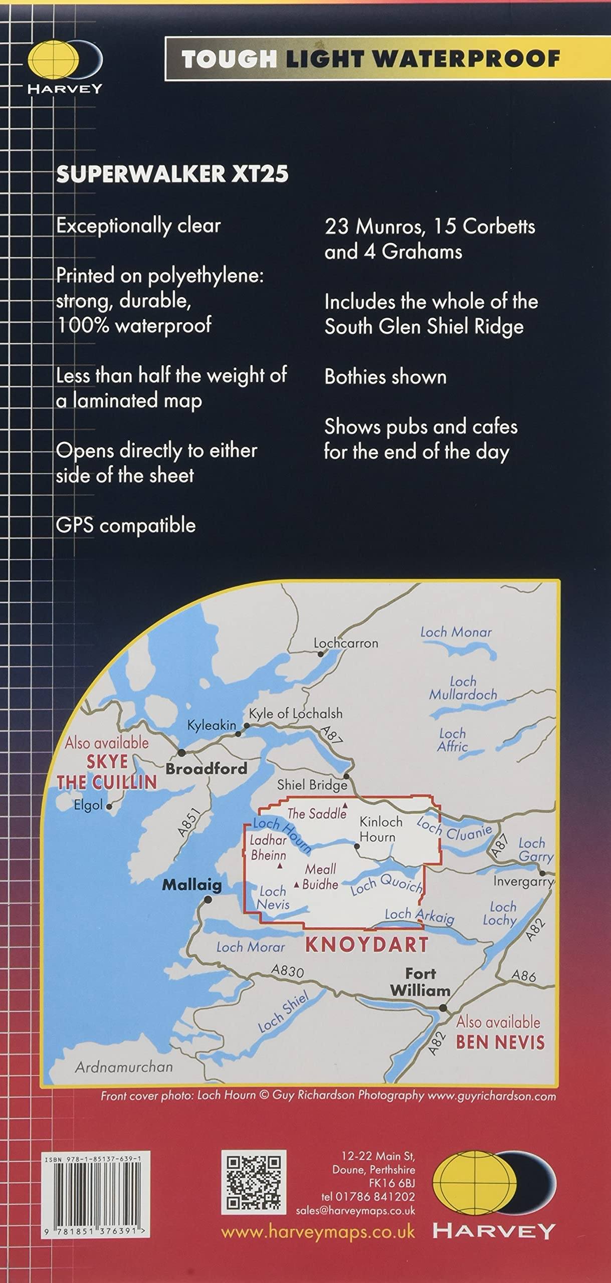 Carte de randonnée - Knoydart, Kintail, Glen Shiel | Harvey Maps - Superwalker maps carte de randonnée Harvey Maps