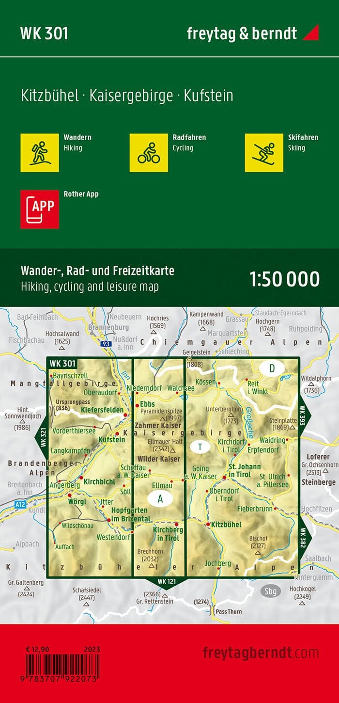 Carte de randonnée - Kufstein - Kaisergebirge - Kitzbühel (Alpes autrichiennes), n° WK301 | Freytag & Berndt carte de randonnée Freytag & Berndt