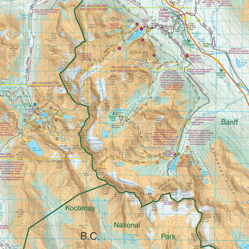 Carte de randonnée - Lac Louise & Parc National Yoho (Canada) | Gem Trek carte pliée Gem Trek Publishing 