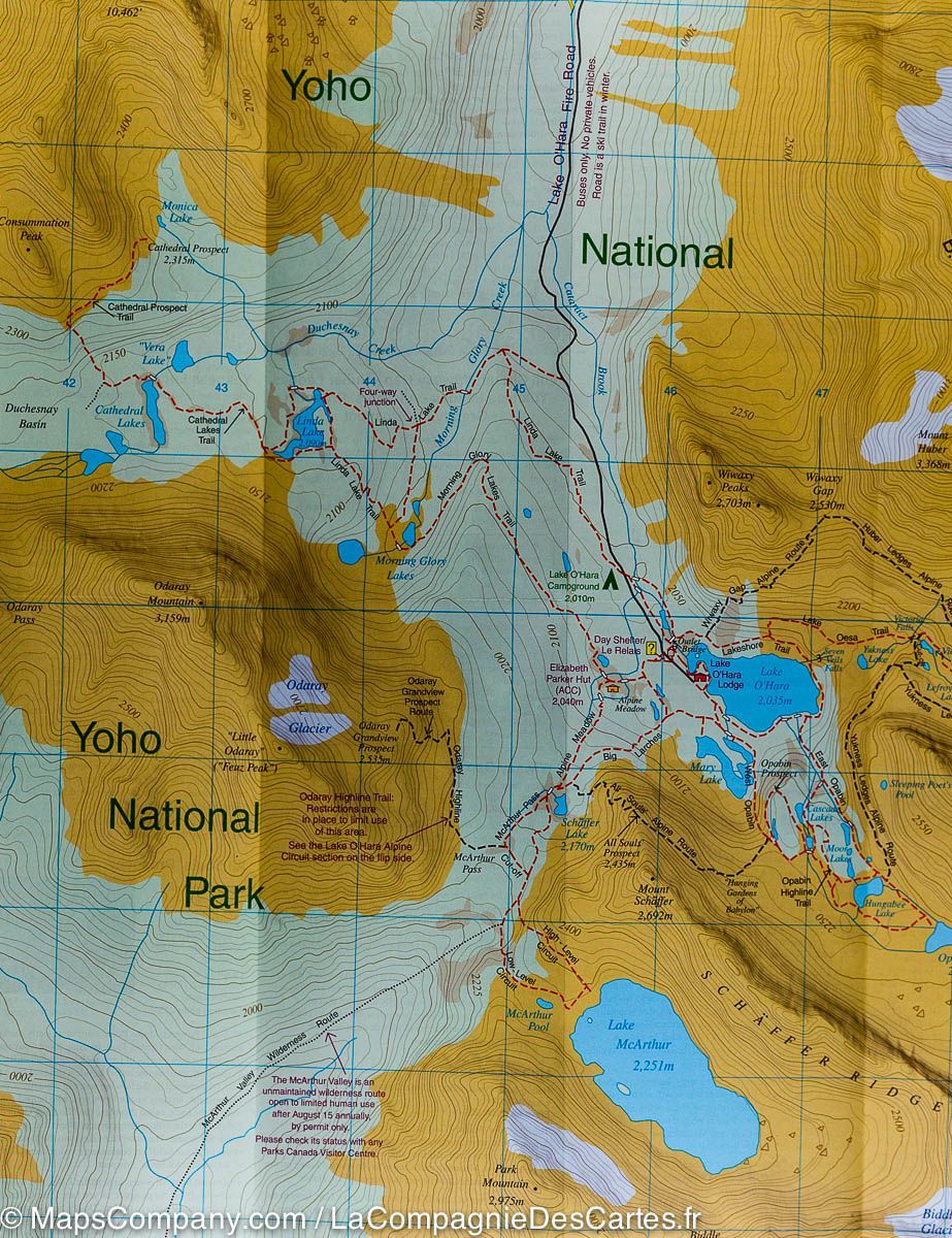 Carte de randonnée - Lac O'Hara (PN Yoho, Colombie-Britannique) | Gem Trek carte de randonnée Gem Trek Publishing