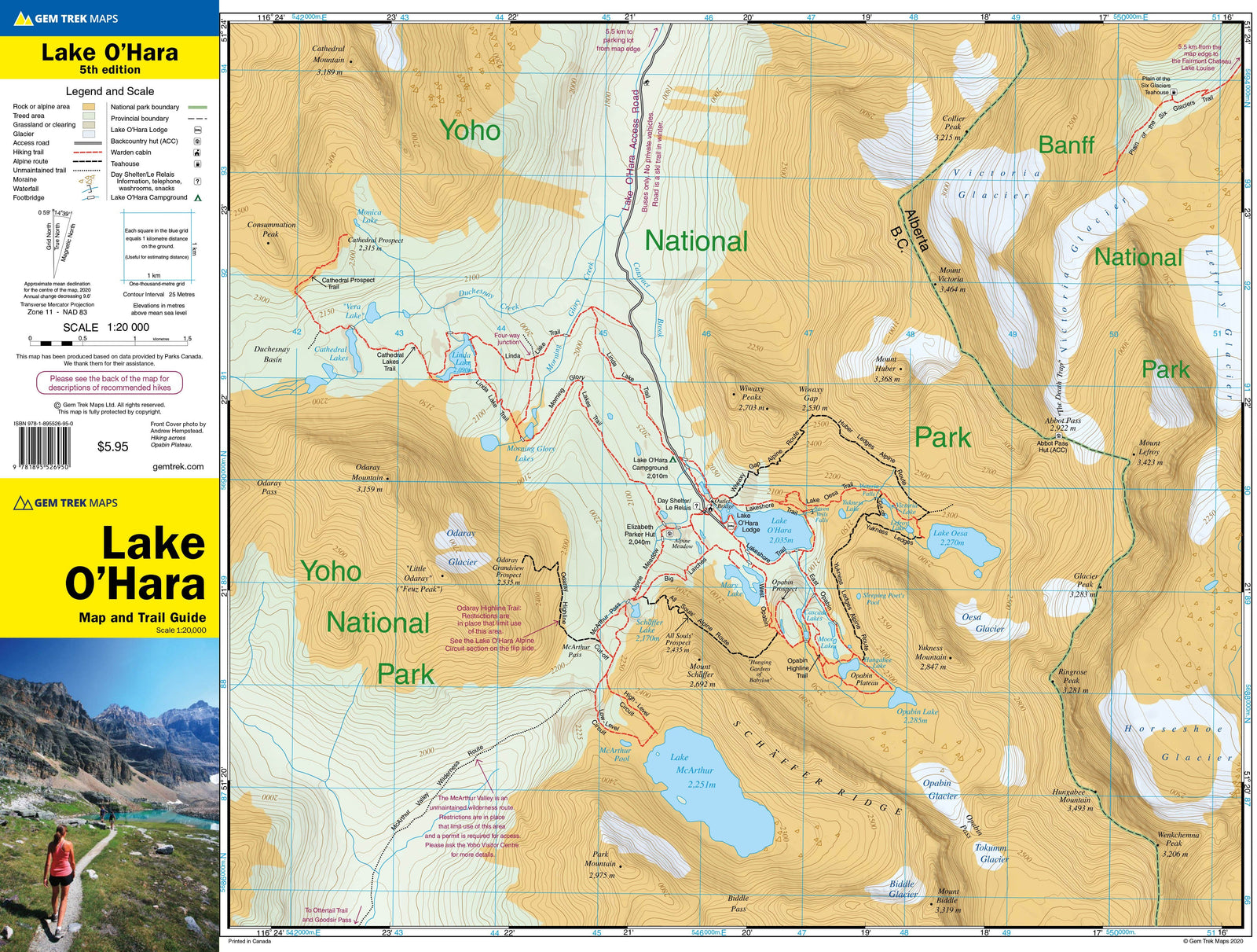 Carte de randonnée - Lac O'Hara (PN Yoho, Colombie-Britannique) | Gem Trek carte de randonnée Gem Trek Publishing