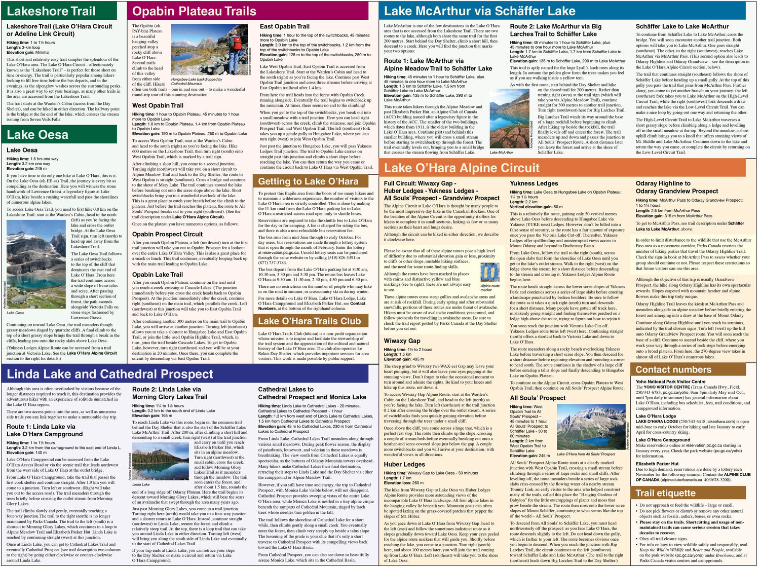 Carte de randonnée - Lac O'Hara (PN Yoho, Colombie-Britannique) | Gem Trek carte de randonnée Gem Trek Publishing