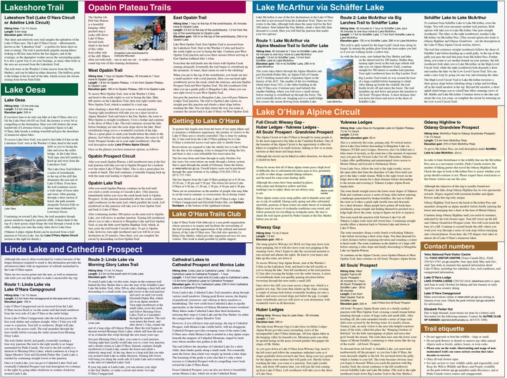Carte de randonnée - Lac O'Hara (PN Yoho, Colombie-Britannique) | Gem Trek carte pliée Gem Trek Publishing 