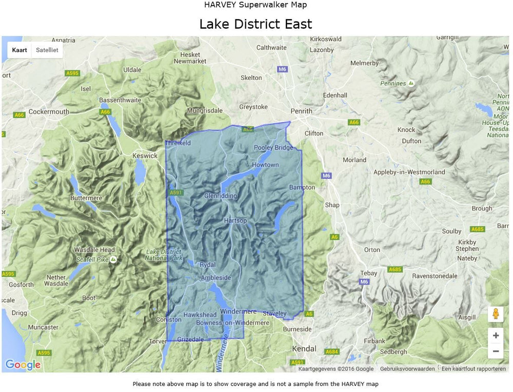 Carte de randonnée - Lake District Est XT25 | Harvey Maps - Superwalker maps carte pliée Harvey Maps 