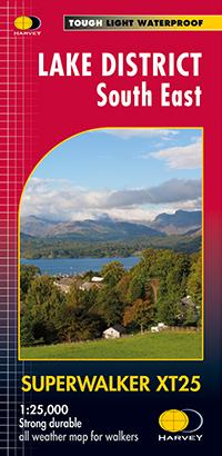 Carte de randonnée - Lake District Sud Est XT25 | Harvey Maps - Superwalker maps carte de randonnée Harvey Maps