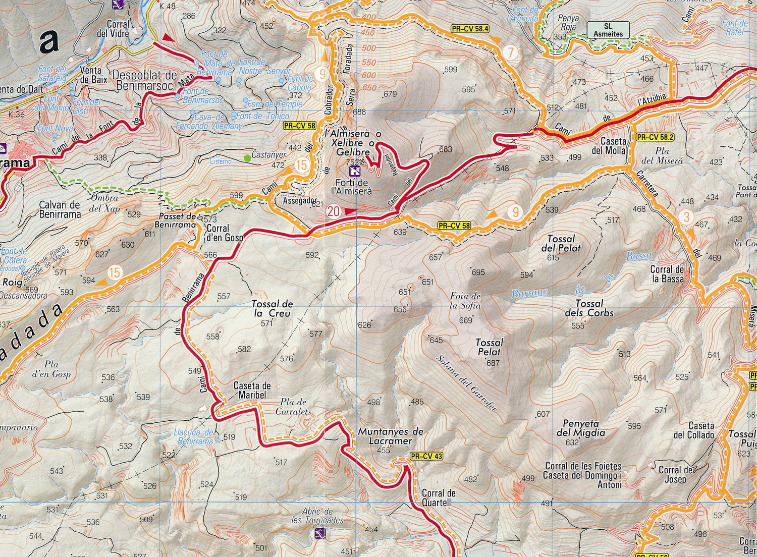 Carte de randonnée - Les Valls de la Marina Alta, Parc naturel de la Majal de Pego, Oliva (Alicante) | Piolet carte de randonnée Editorial Piolet
