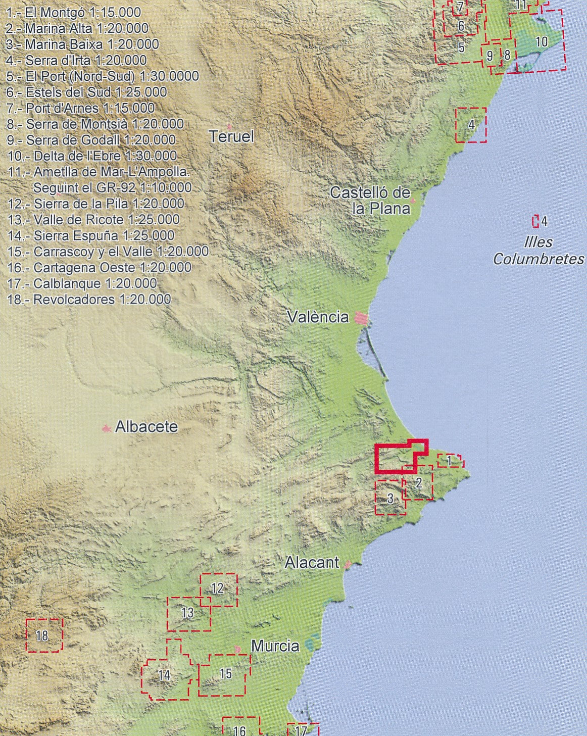 Carte de randonnée - Les Valls de la Marina Alta, Parc naturel de la Majal de Pego, Oliva (Alicante) | Piolet carte de randonnée Editorial Piolet